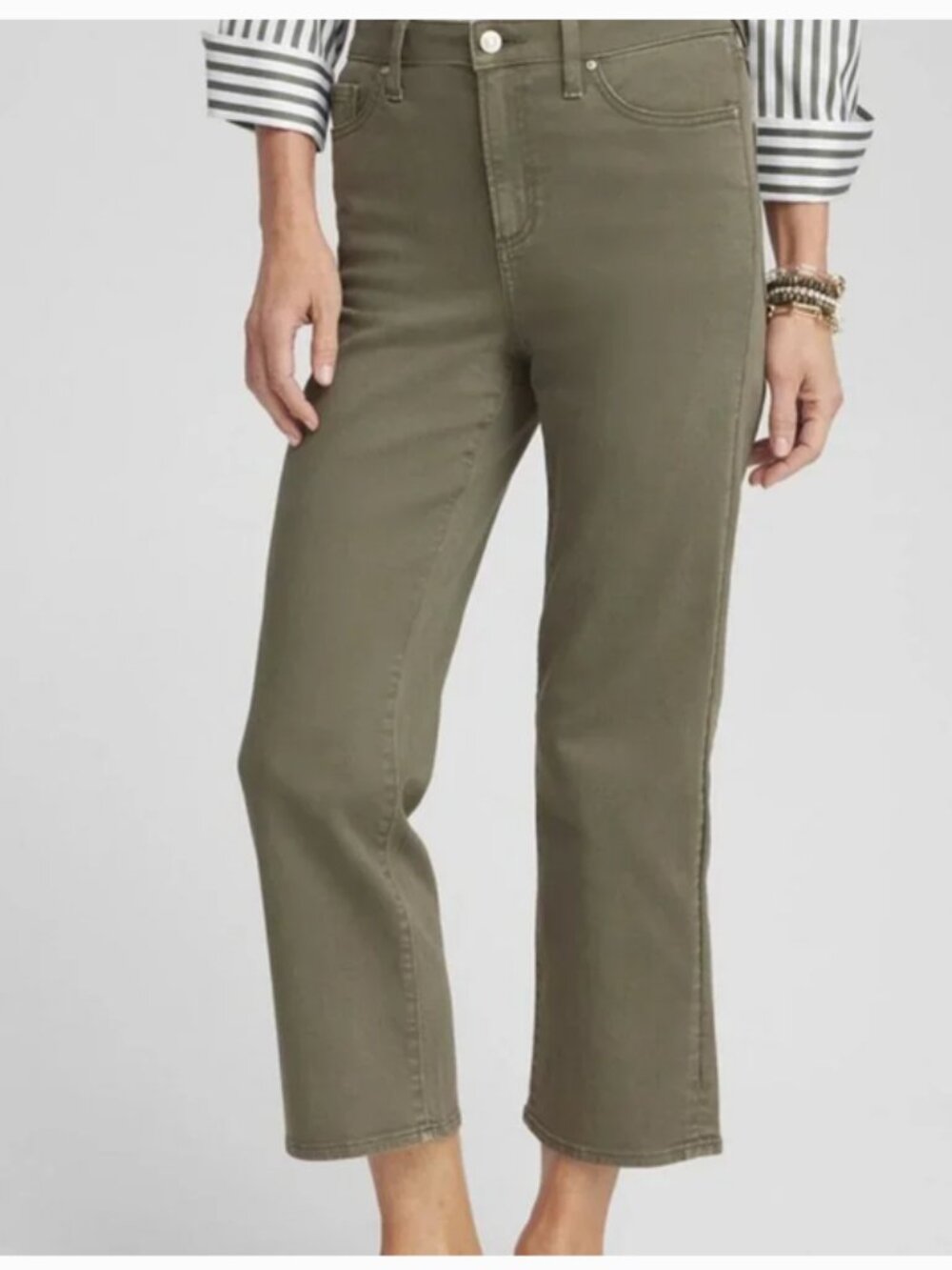 Chico's Green High Rise Straight Leg Crop Jeans size 2